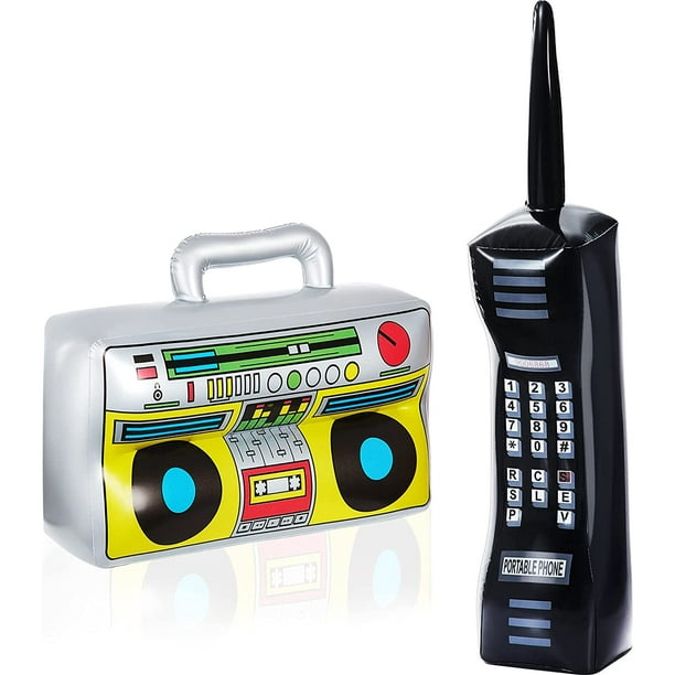 2 piezas de Radio inflable Boombox, accesorios inflables para teléfono  móvil para decoraciones de fiesta de los 80 y 90, tema de Hip Hop, fiesta  de cumpleaños JAMW Sencillez