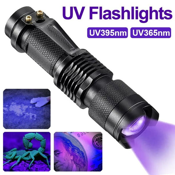 Uv 365 395 Linterna Luz Ultravioleta Con Función de Zoom Mini Uv