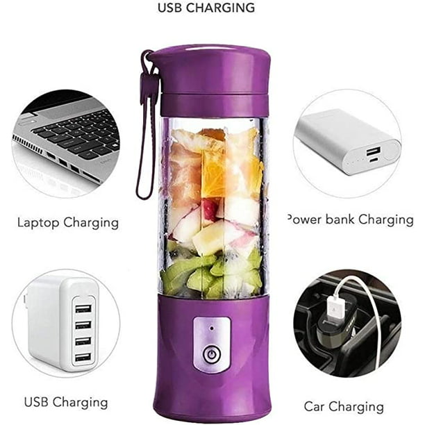 Licuadora portátil, batidora personal de frutas recargable con USB, mini  licuadora para batidos