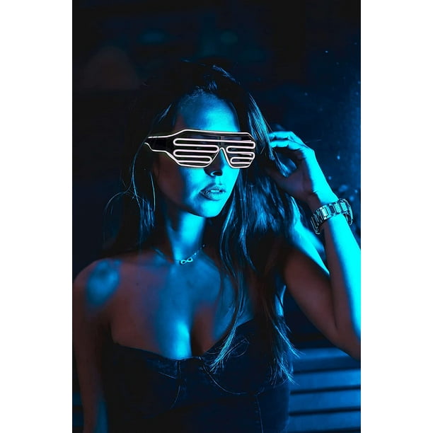 Balinco Gafas LED con 3 Modos de Flash - Perfectas para Techno DJ -  Festival - Halloween - Carnaval - Disfraces Rojo Verde