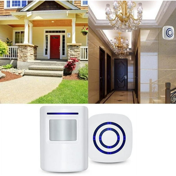 Alarma con sensor de movimiento de seguridad para el hogar al aire libre,  alerta de entrada inalámbrica: Timbre de timbre con sensor de movimiento