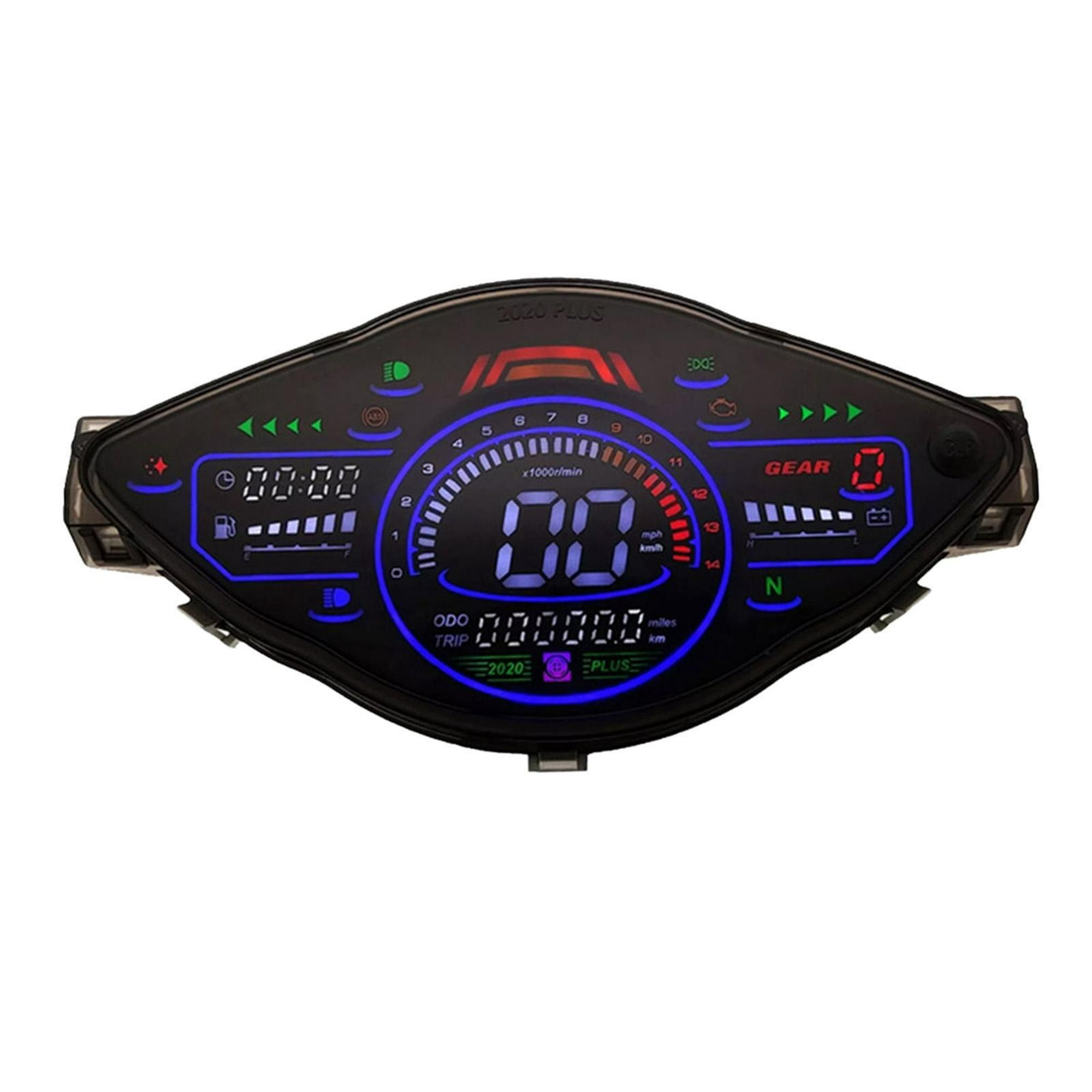 299 MPH/KPH 7 color ajustable motocicleta tacómetro digital velocímetro LCD  digital odómetro universal para motocicleta (negro)