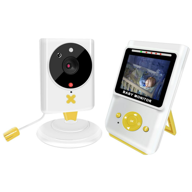  Monitor de video para bebés con cámara y audio, pantalla LCD de  3.2 pulgadas, visión nocturna infrarroja, audio bidireccional y monitoreo  de temperatura ambiente, canción de cuna, pantalla activada : Bebés