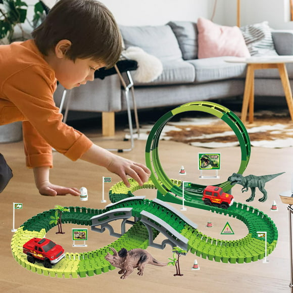 de juguetes de eléctrico con juguetes de ligeros, juguetes strucción de bricolaje con 127 piezas de Hugo Juego de pista de tren