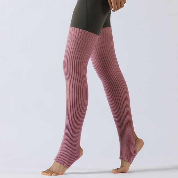 Medias de yoga para mujer talón abierto acanalado de punto hasta el muslo  calentadores de pierna alta para bailar de ballet descansar