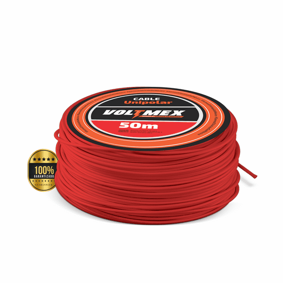 cable eléctrico thw calibre 8 rollo con 50 metros voltmex rojo