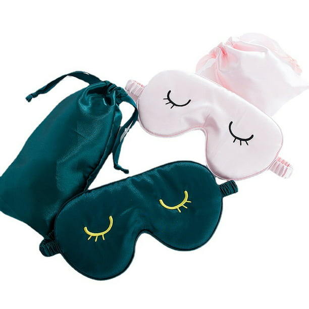 Antifaz para dormir Antifaz para dormir de seda supersuave y suave para  almohada de ojos de viaje para mujeres, hombres, niños, 2 piezas y colores  con 2 bolsas rosa + verde JAMW