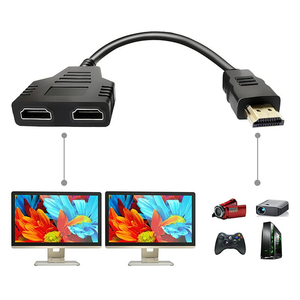 Cable adaptador HDMI macho 1080P a doble HDMI hembra de 1 a 2 vías