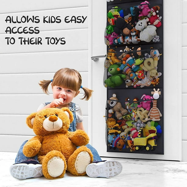  Honeyera Almacenamiento para animales de peluche – Organizador  sobre la puerta para rellenos, accesorios de bebé y almacenamiento de  juguetes de peluche/fácil instalación con bolsillos de : Bebés