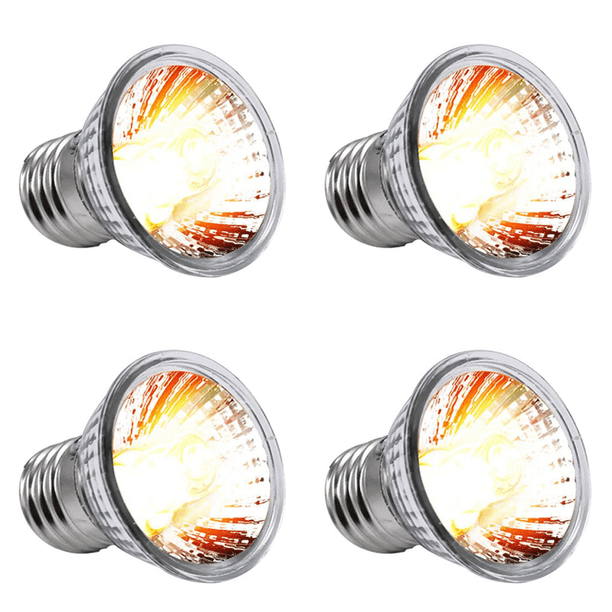 Pack De 4 Bombillas E27 UVA/UVB 50W Para Reptiles - Espectro Completo, Luz Cálida 2700K