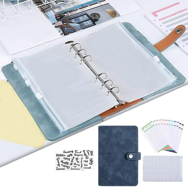 Cuaderno organizador de ahorro de dinero, carpeta de presupuesto de cuero  Pu A6, carpeta de presupuesto
