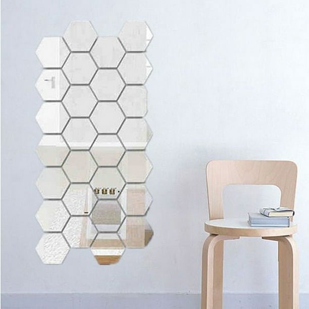 Espejo Adhesivo Hexagonal 12unds Decorativo