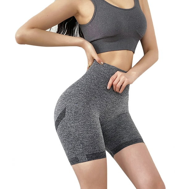 Fitness Pantalones cortos de yoga para gimnasio de cintura alta para mujer,  mallas deportivas Push Up, ropa deportiva (negro M)