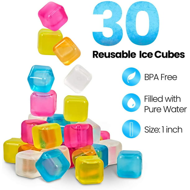 Cubitos de hielo reutilizables, paquete de 65 cubos de hielo reutilizables  para bebidas, cubos de hielo de plástico lavables que no se derriten, sin