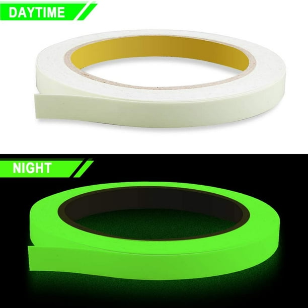 2 piezas de cinta que brilla en la oscuridad. , Cinta adhesiva fluorescente  impermeable de 10m x 10mm Cinta de advertencia Cinta de advertencia  Suministros de escena de escalera Decoración. JM