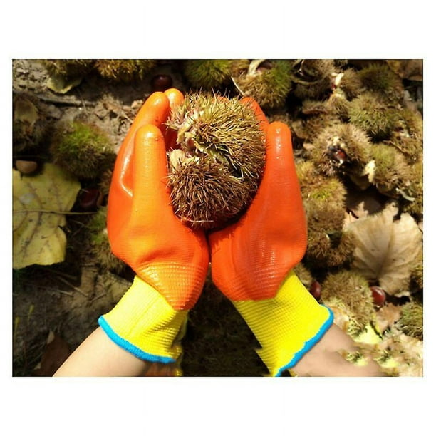 3 Pares De Guantes Jardinería Color Naranja Talla 3 De Niños