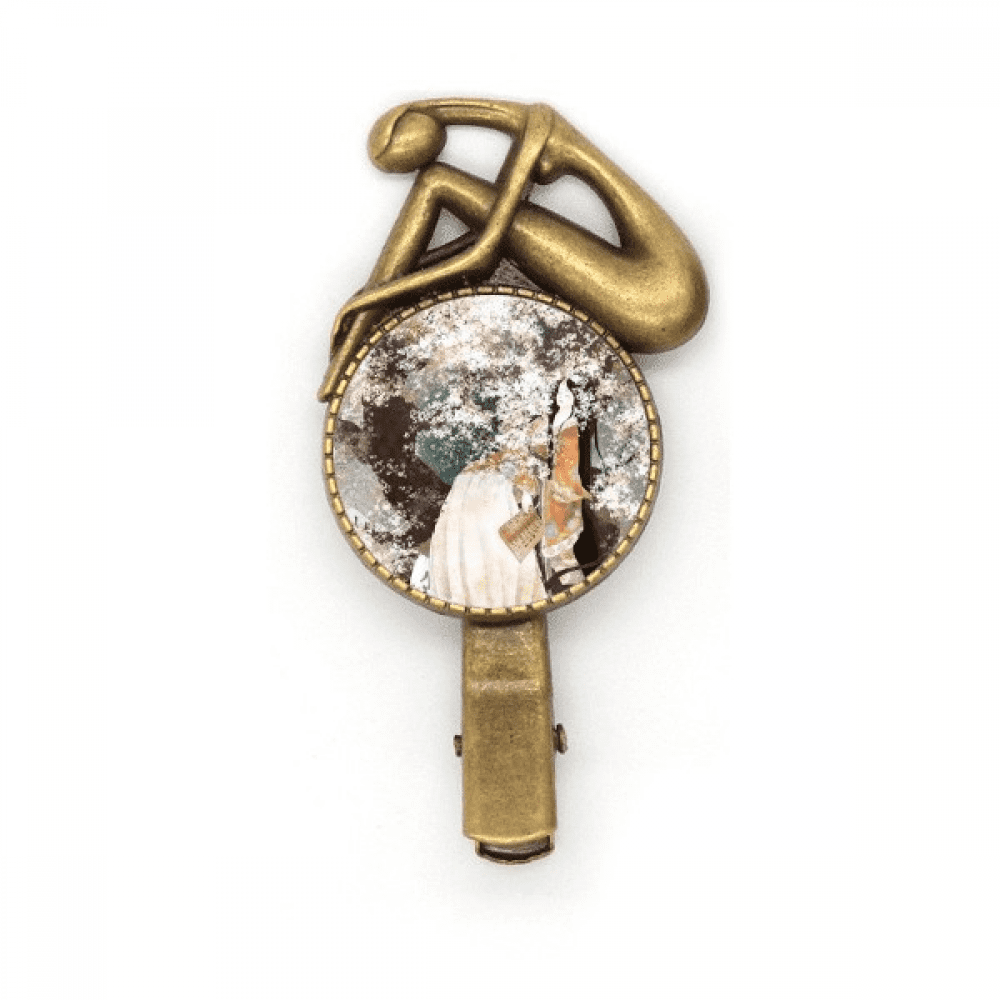 Broche Clip Rétro En Cuivre Martelé - Dimensions 5.5 X 4.5 Cm, Couleur Dorée, Occasion