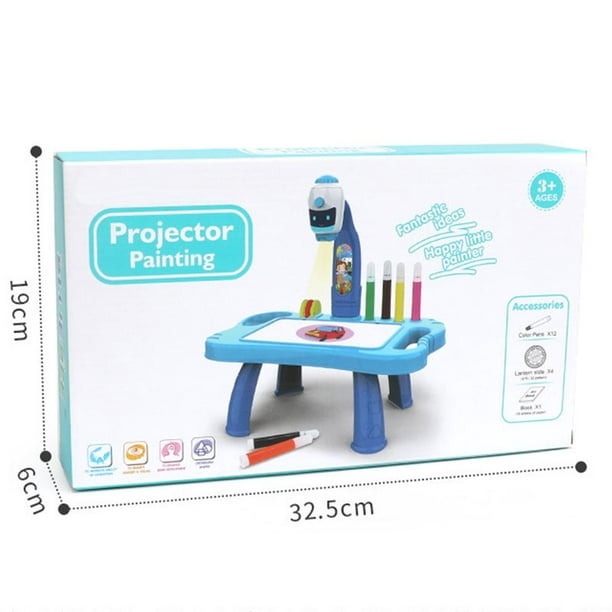 Proyector de tablero de dibujo para niños, proyector de pintura de mesa,  juguete para niños pequeños, mesa de dibujo educativa para niños y niñas  oso de fresa Hogar