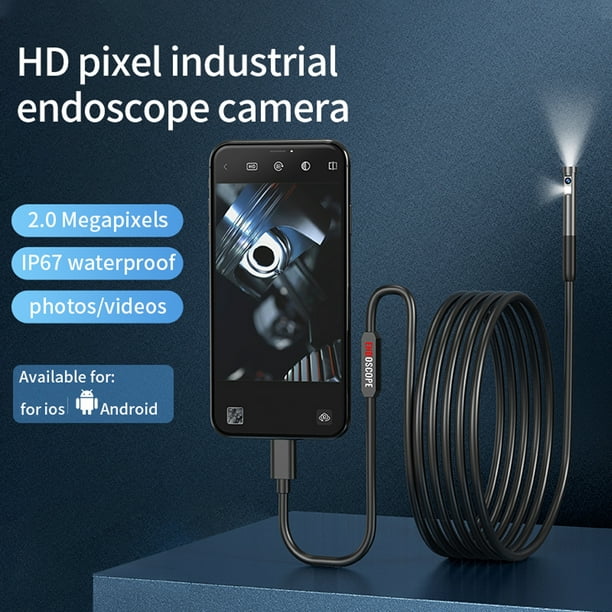 Cámara De Endoscopio Cámara endoscópica de lente simple/doble 2 megapíxeles  HD para IOS Andriod (Dual 1meter)