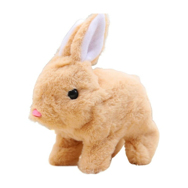 Conejo de peluche de juguete, conejo de peluche, juguete para bebé, Animal  relleno, sonidos de salto para caminar para , regalos de cumpleaños en  marrón Hugo conejo de peluche