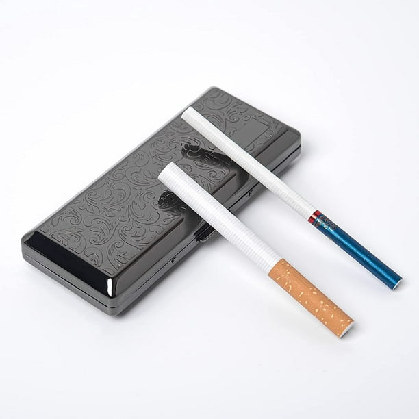 Pitillera de metal - Para hombres y mujeres - Clip de resorte de doble cara  - Capacidad para 14 cigarrillos JM