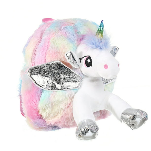 Mochila de unicornio para niñas pequeñas - Mochila de juguete para niños  Mochila pequeña de felpa con lindo unicornio de peluche para niñas de 3 a 6