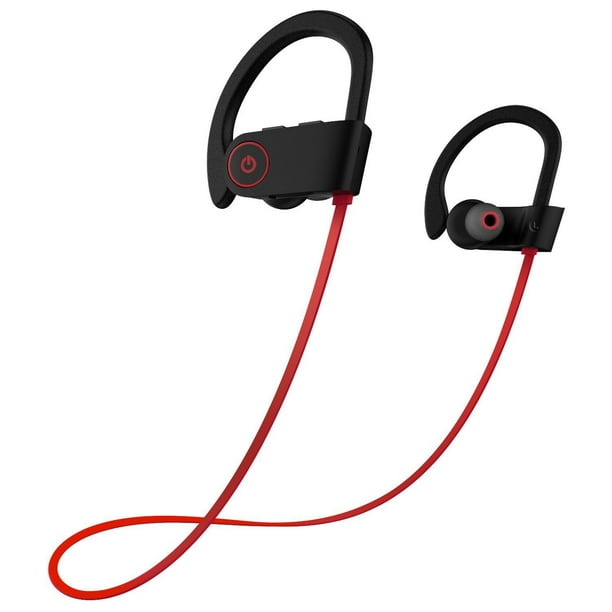 Auriculares Bluetooth, Auriculares inalámbricos IPX7 Auriculares deportivos  a prueba de agua con micrófono HD Estéreo Auriculares intrauditivos a prueba  de sudor Gimnasio Correr Entrenamiento Rojo Jormftte HMYH001-1
