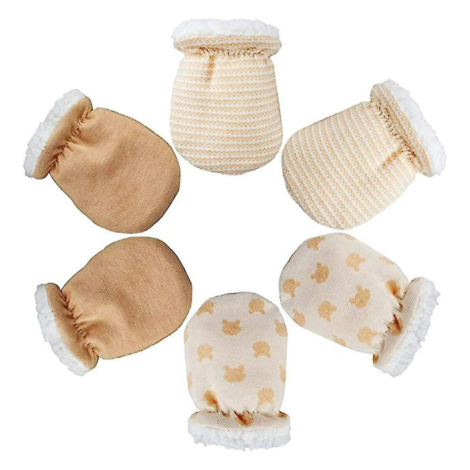  Kalevel 3 pares de manoplas para bebé sin rayones, cálidas,  talla grande, para recién nacidos, con borde largo para bebés de 0 a 12  meses : Ropa, Zapatos y Joyería