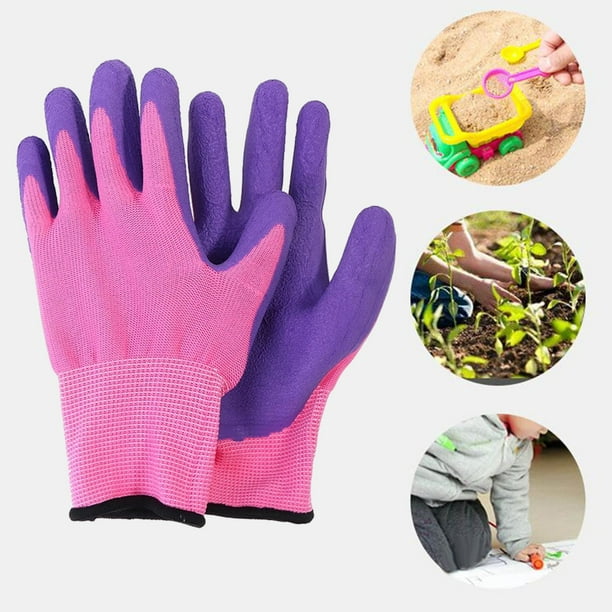 6 pares de guantes de jardinería para niños, guantes de trabajo de patio,  guantes de goma de seguridad suave para niños pequeños, jóvenes, niñas y