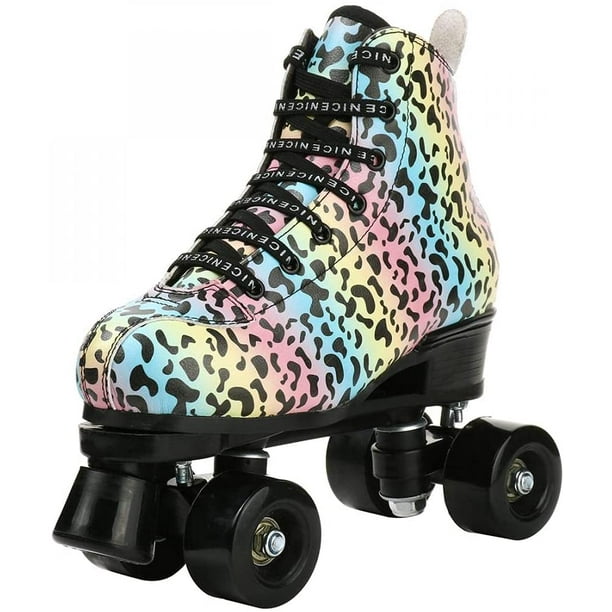  Patines de ruedas para adultos, de caña alta, morado, verde,  azul, rosa, patines profesionales de doble fila para damas, patines  clásicos de cuatro ruedas de doble fila con púas de 5.5 