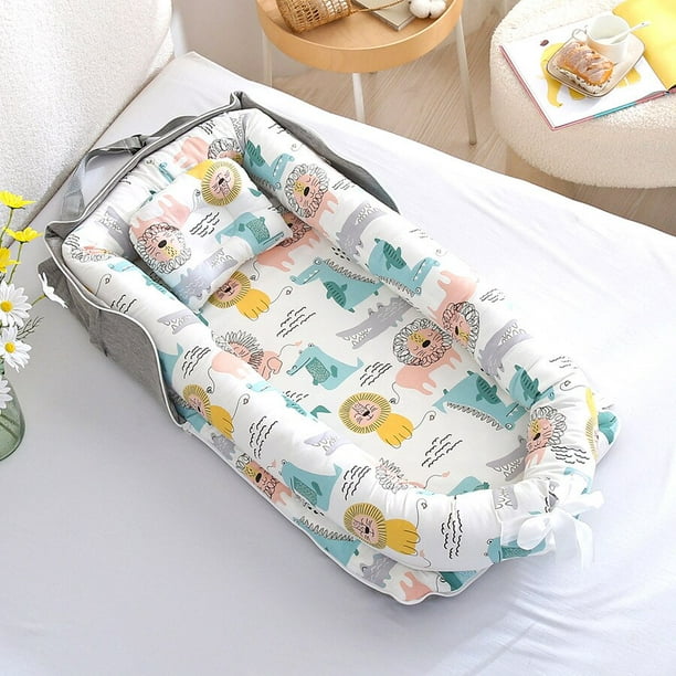Nido de algodón extraíble para cama de bebé, cuna con almohada