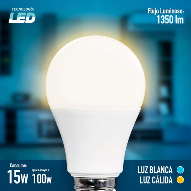 Foco Bala Recargable 15w Luz Blanca Emergencia Portatil Color de