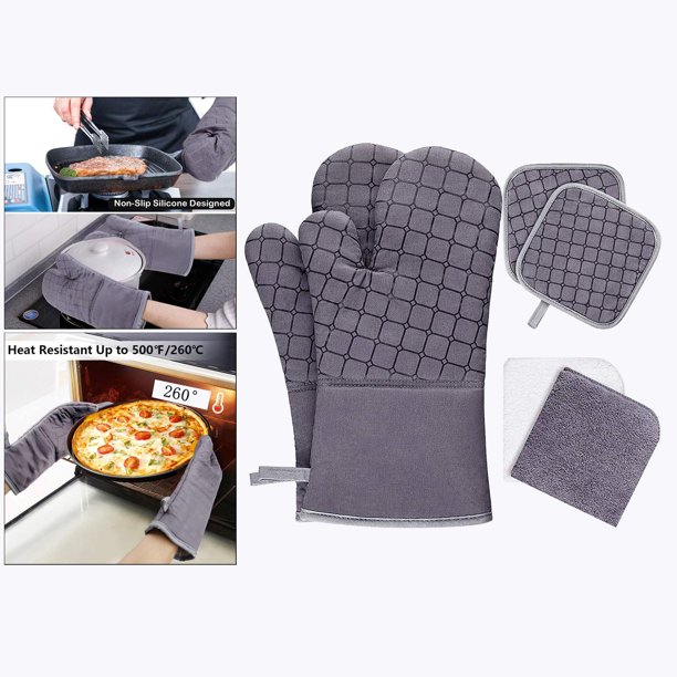  2 guantes de silicona para horno de calor antideslizante para  cocinar ollas de cocina, mitones de horno, mitones de cocina para horno de  cocina y horno de cocina : Hogar y