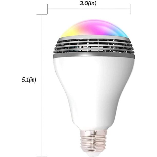 Bombilla inteligente con altavoz Bluetooth y RGB controlado multicolor  ajustable y regulable por aplicación inalámbrica bombilla de altavoz de  música