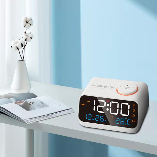 Reloj de escritorio con alarma, reloj digital decorativo de con hora, Azul  kusrkot Despertador de sobremesa de mesa