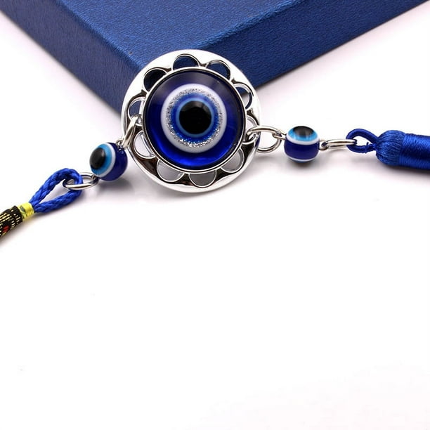  Cuentas de cristal, diseño de amuleto de ojo malvado de base de  zafiro, 0.492x0.630 in ovalado. Vendido por cuerda de 14.2 in : Arte y  Manualidades
