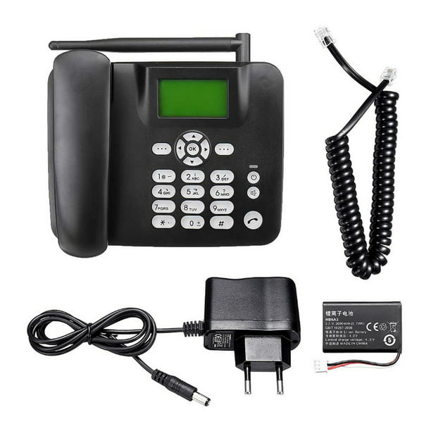 Teléfono inalámbrico fijo Teléfono de escritorio 4G Soporte GSM  850/900/1800/1900 MHZ Tarjeta SIM Te Abanopi Negro