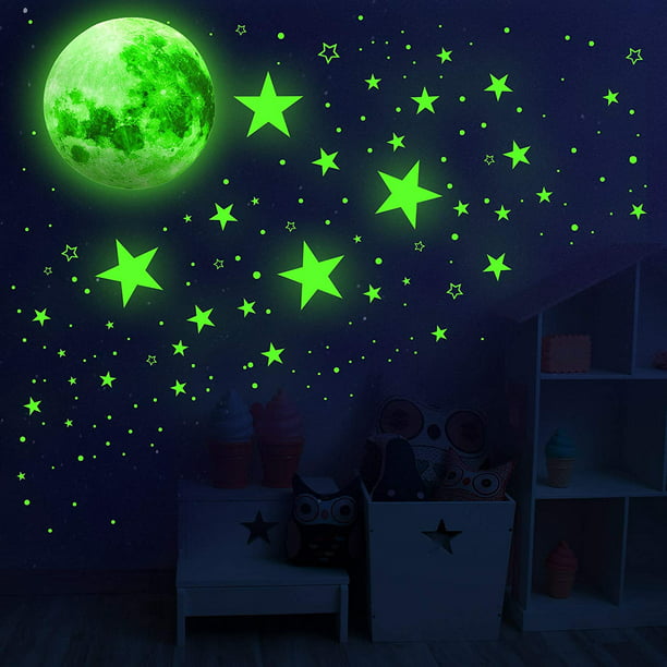 Estrellas de techo brillantes azules para dormitorio de niños, estrellas  que brillan en la oscuridad para techo/pared, decoración de habitación,  calcomanías de pared : Herramientas y Mejoras del Hogar 