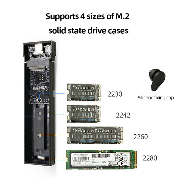 Estuche SSD M.2 NVME SATA de doble protocolo para SSD 2230/2242/2260/2280  (NVMe y SATA) Ndcxsfigh Para estrenar