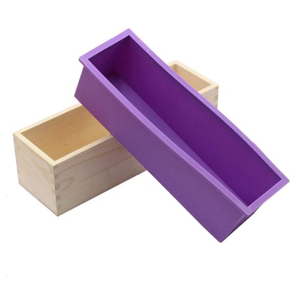 Molde de jabón de silicona rectangular pequeño con caja de madera DIY molde  de pan hecho a mano