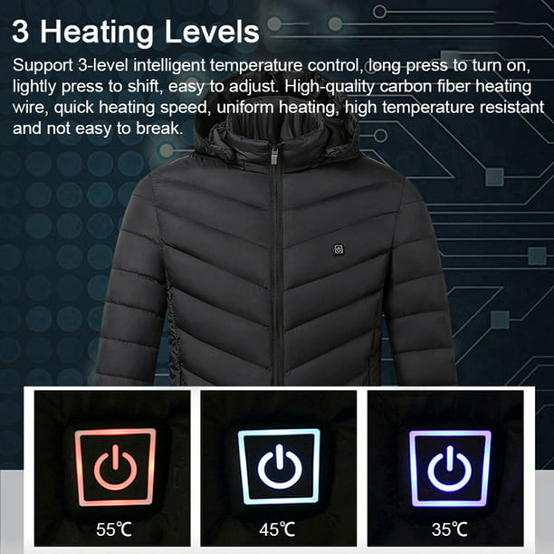 Invierno de chaquetas Calentado con calefaccion usb Para El Frio De Hombre  Mujer