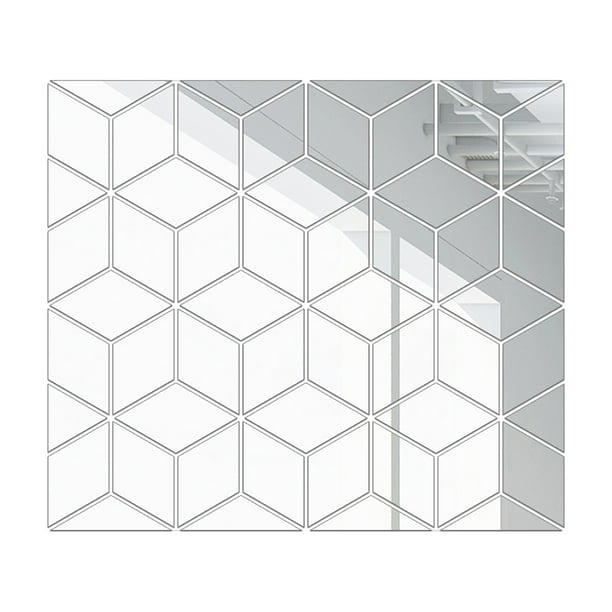 Pegatinas de pared de espejo 3D, triángulos de diamantes grandes DIY,  pegatinas de espejo de pared