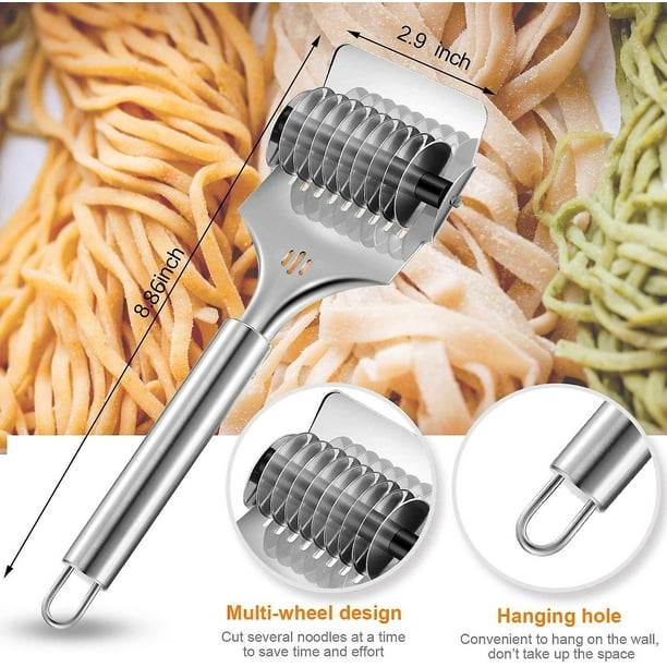  elabo Máquina para hacer pasta – Rodillo y cortador de acero  inoxidable – 7 ajustes de grosor ajustables para fideos con manivela de  mano, perfecta para pieles de espagueti, fettuccini, lasaña