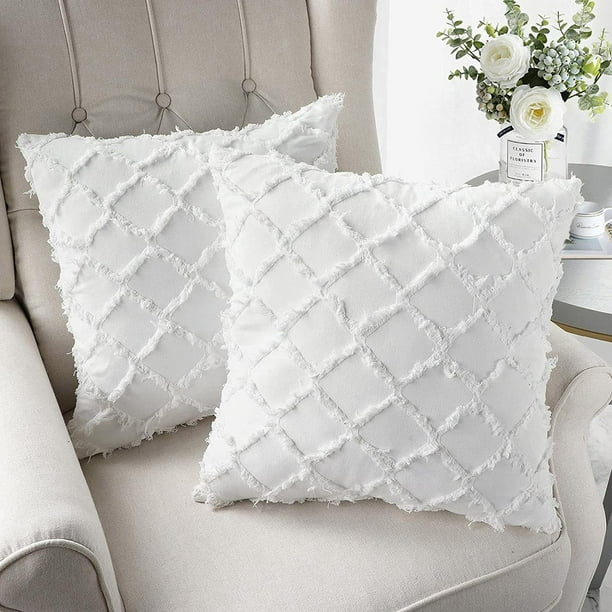 Funda de almohada de lino algodón Linlov color Blanco