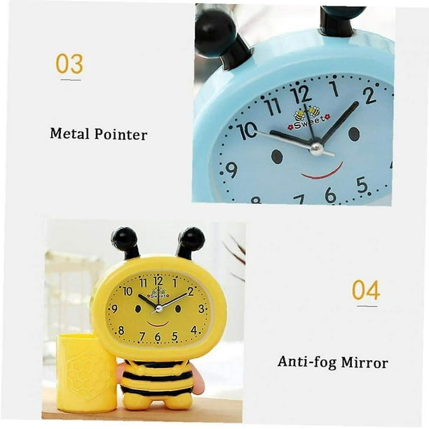 Relojes de alarma de abeja de dibujos animados, reloj multifuncional con  soporte para bolígrafo para habitación de niños Afortunado Sencillez
