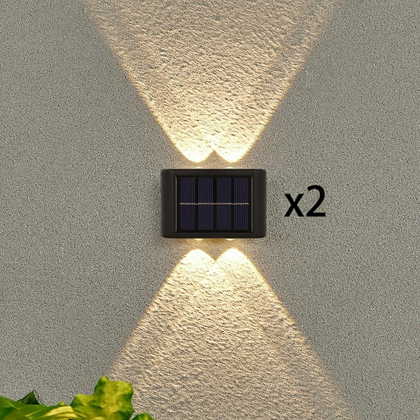 Farol Solar X2 De Muro Pared Led Lampara Luz Calida Exterior