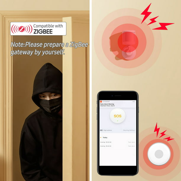 Botón de emergencia ZigBee Alarma de un botón para niños Ancianos Mujeres  embarazadas Botón S Carevas Boton de emergencia
