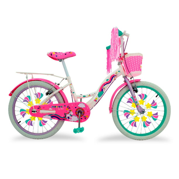 Bicicleta con cesta talla 20 UNICORN BKT bicicleta para niña de 7 a 13 años