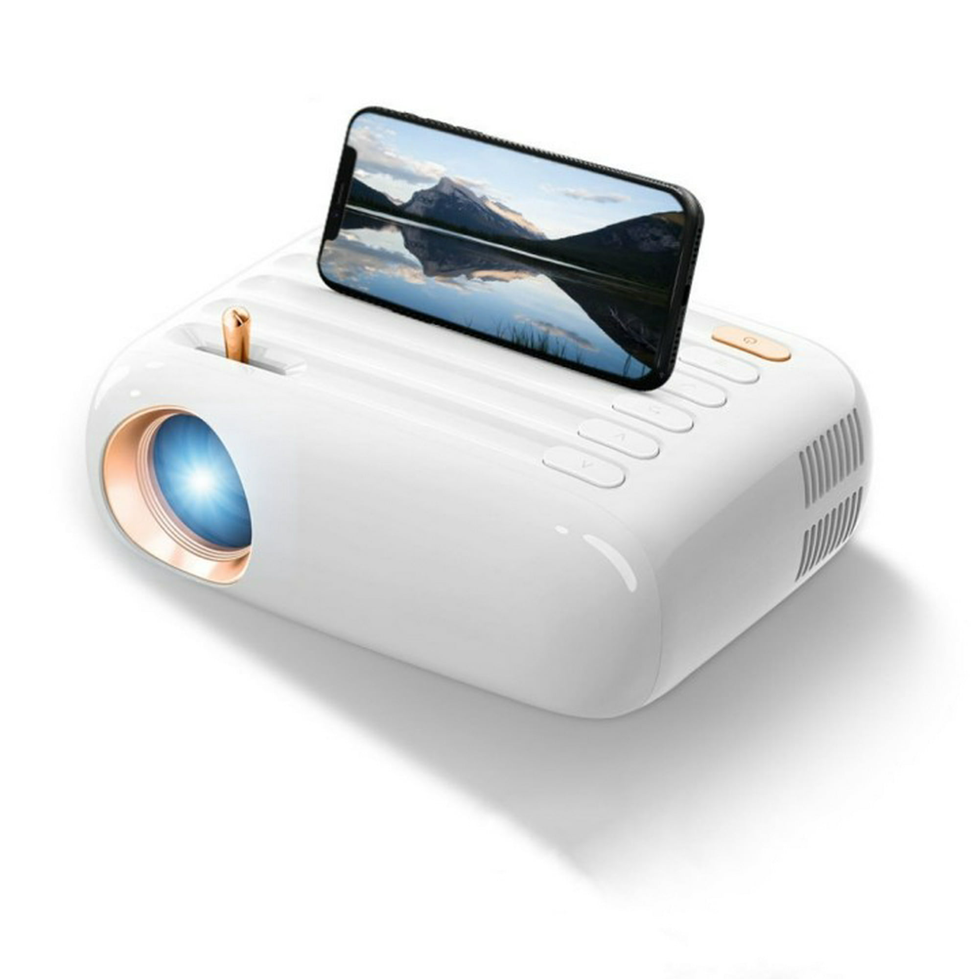 Mini proyector portátil, proyector LED inteligente para el hogar para  dormitorio con teléfono portátil, HDMI, USB, TV, AV, control remoto para  ver