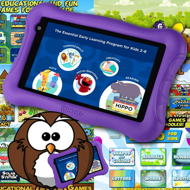 Tablet infantil de 8 pulgadas, tableta inteligente para niños con lápiz  capacitivo y auriculares, Android 10, 2 GB y 32 GB, pantalla táctil IPS de